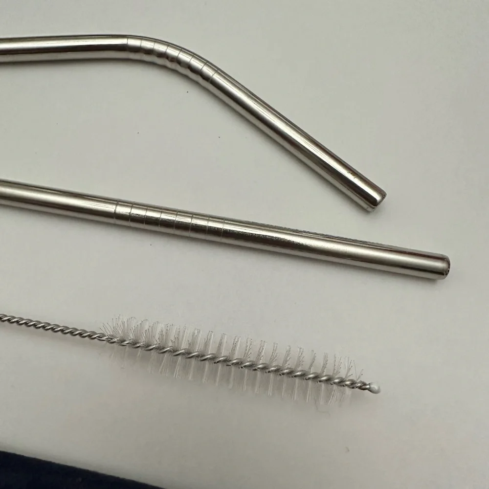 Boston Beer Co. Stainless Steel Reusable Straw Set with Cleaning Brush & Pouch